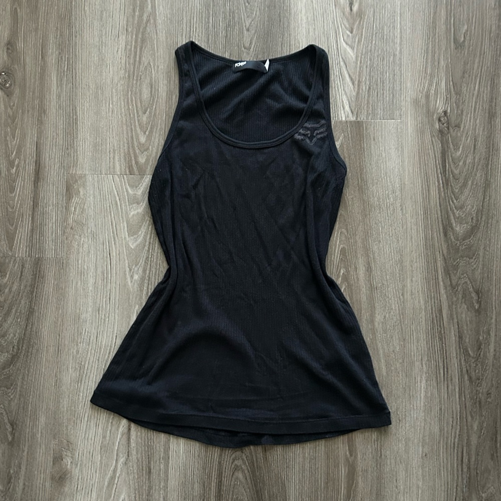 Fox Black Ribbed Tank Top